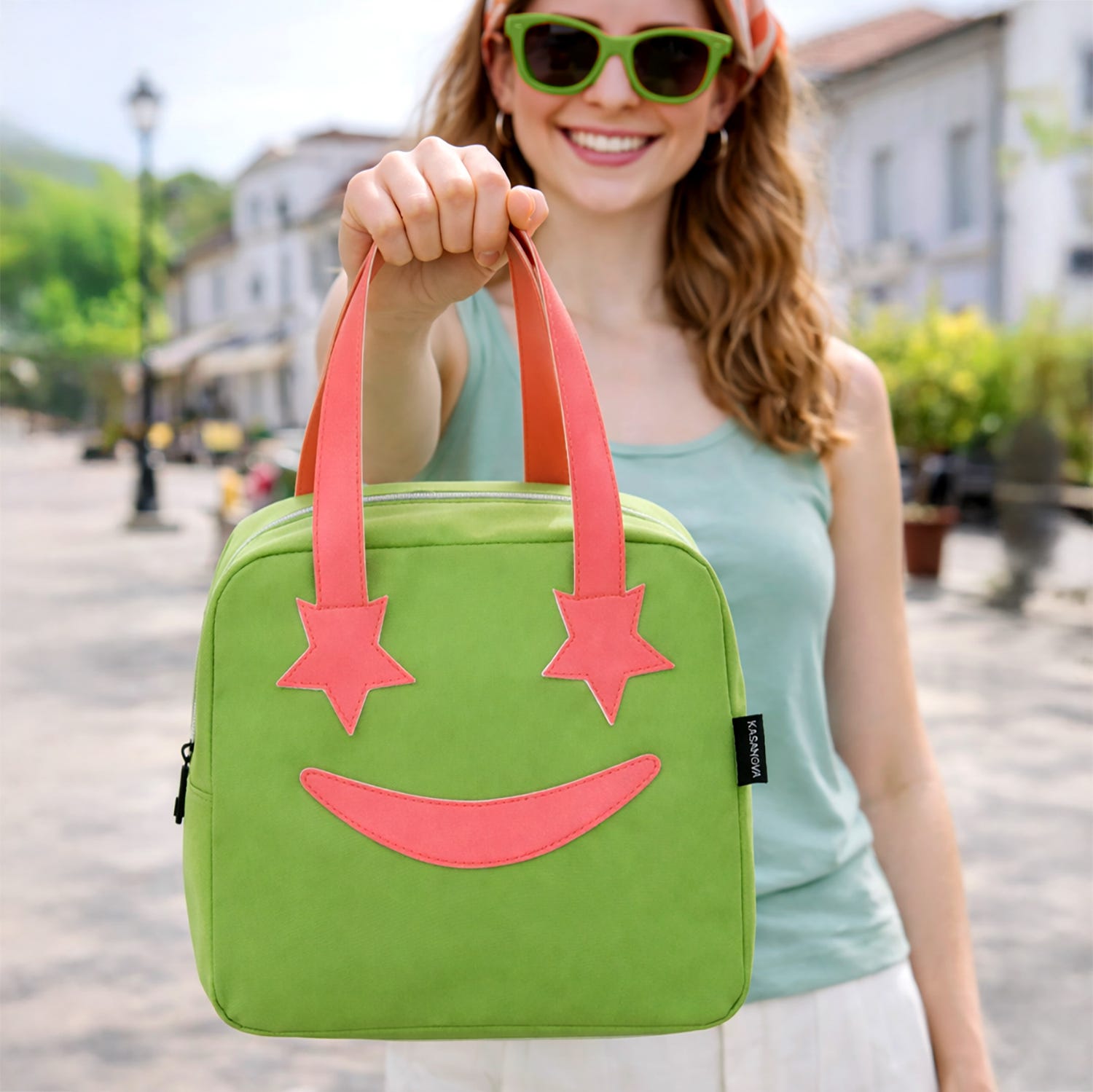 Borsa termica impermeabile 6,5 L verde sorriso con manici
