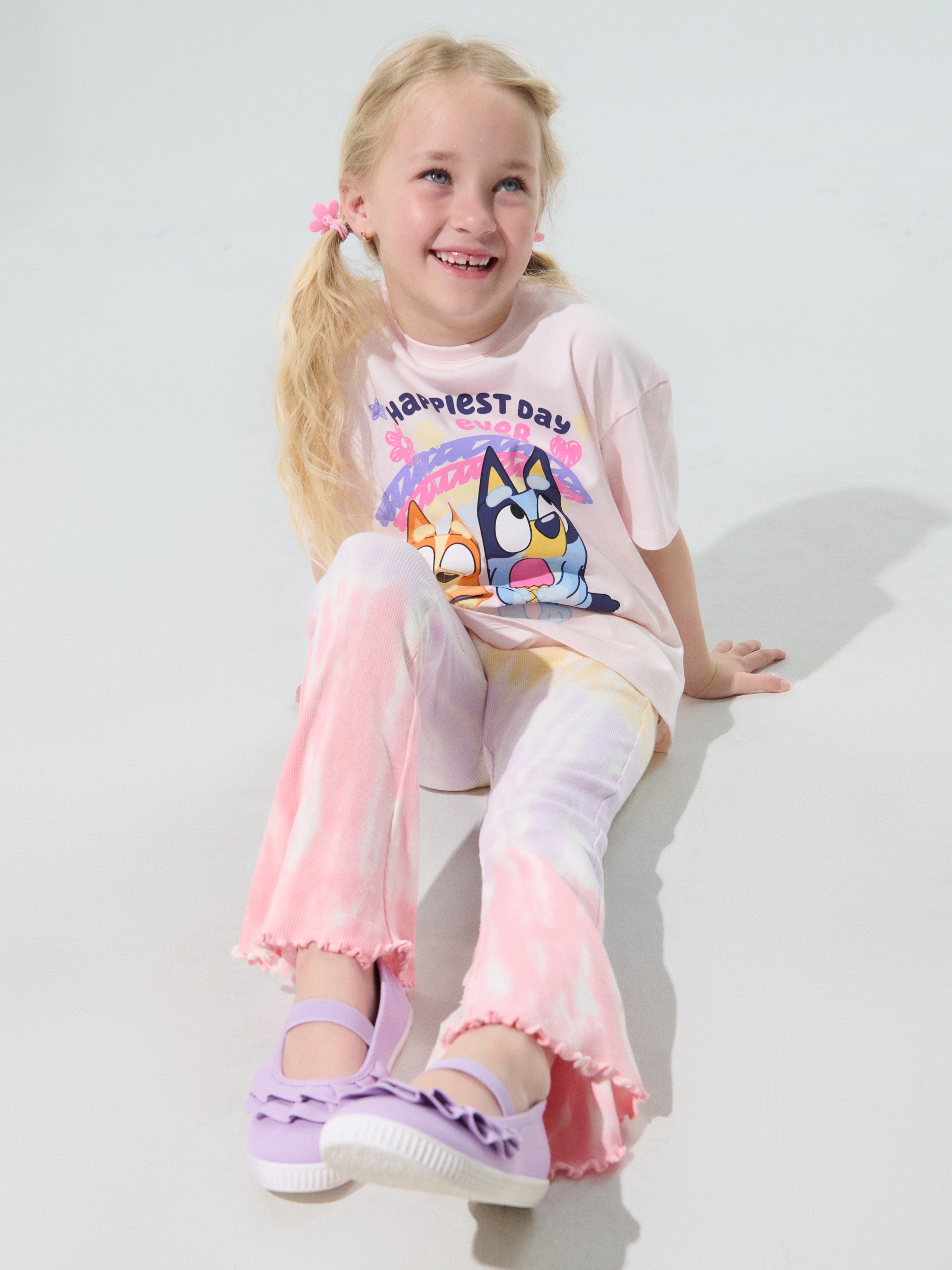Bawełniane legginsy flare ze wzorem tie dye