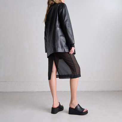 Mules compenséesen cuir noir | EUGENE