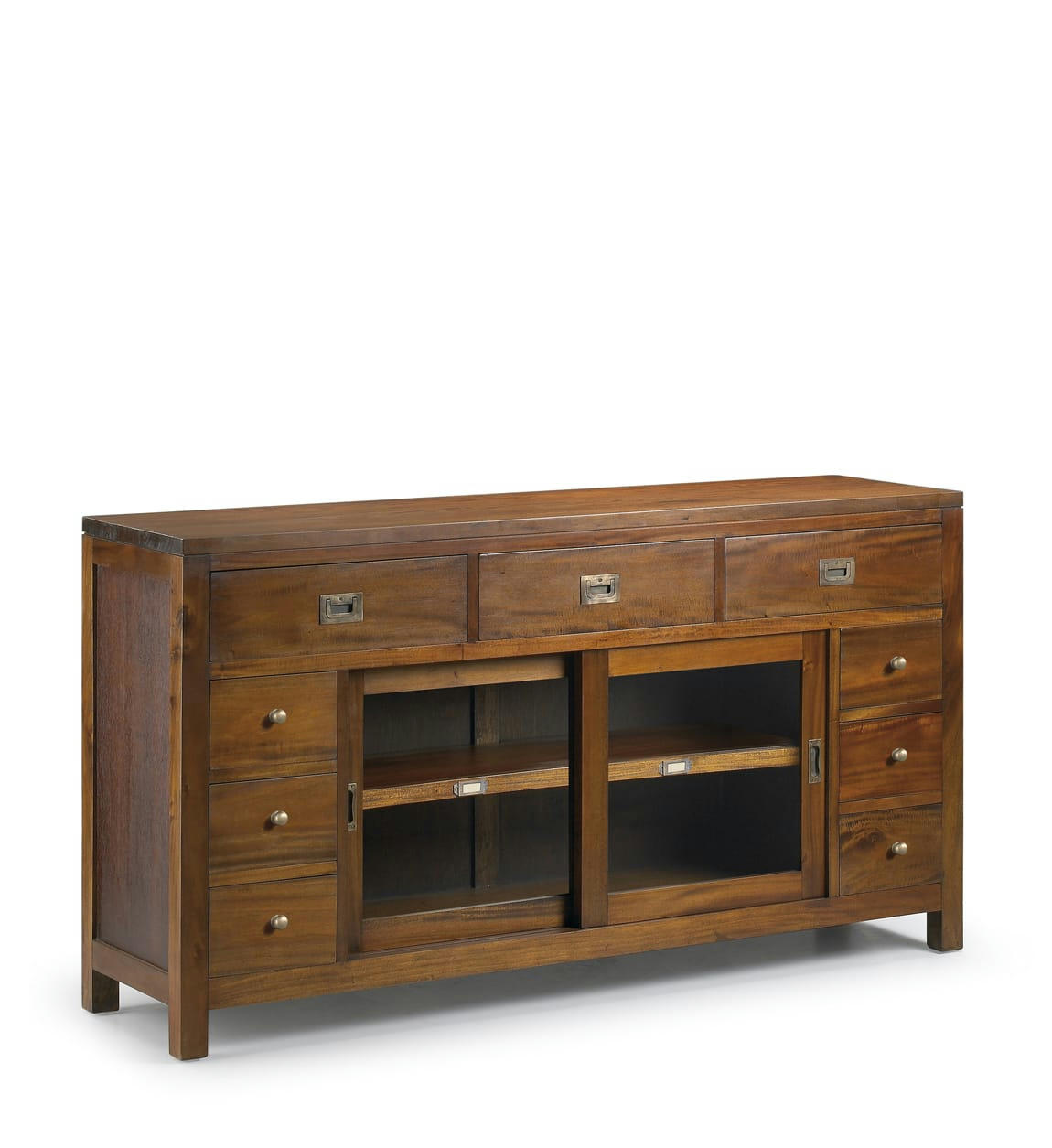 FLAMINGO - Buffet en bois d'acajou marron 9 tiroirs 150x80