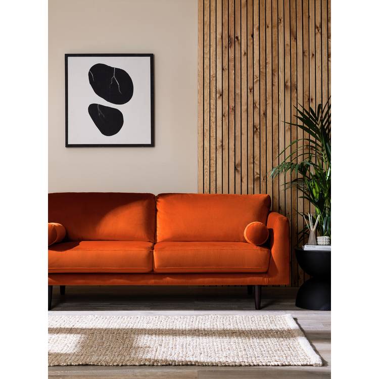 Habitat Jacob velvet3 Seater Sofa - Orange
