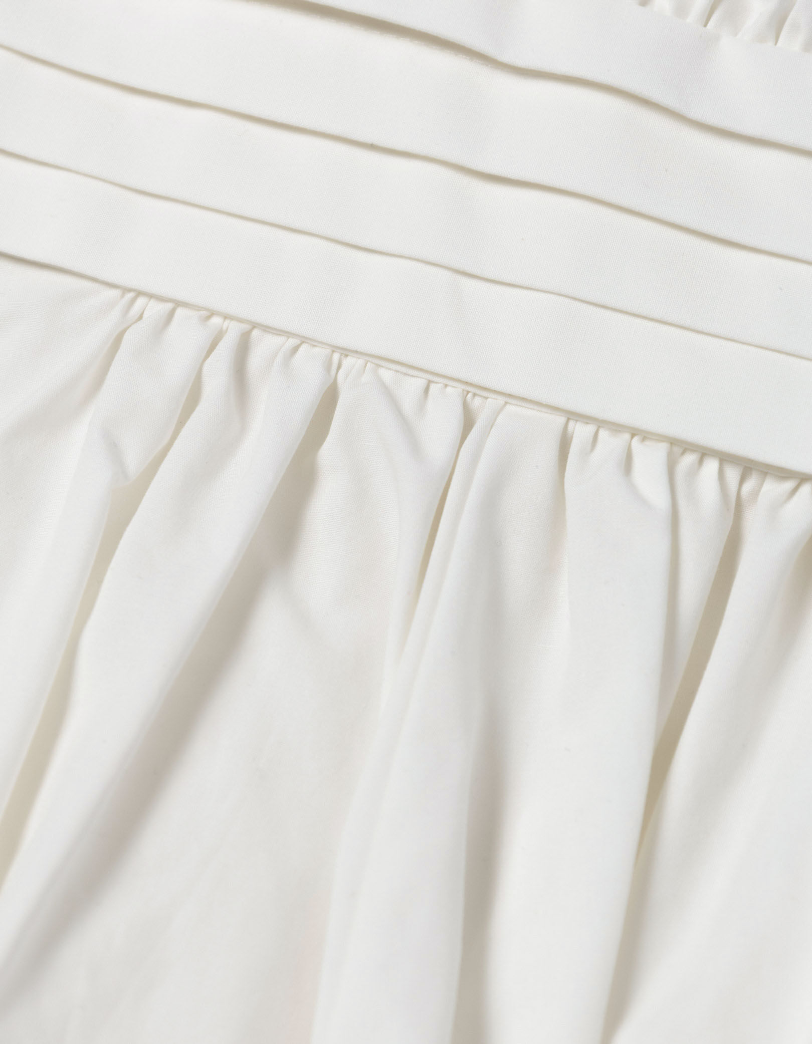 Robe courte blanche popeline plis à la taille Femme