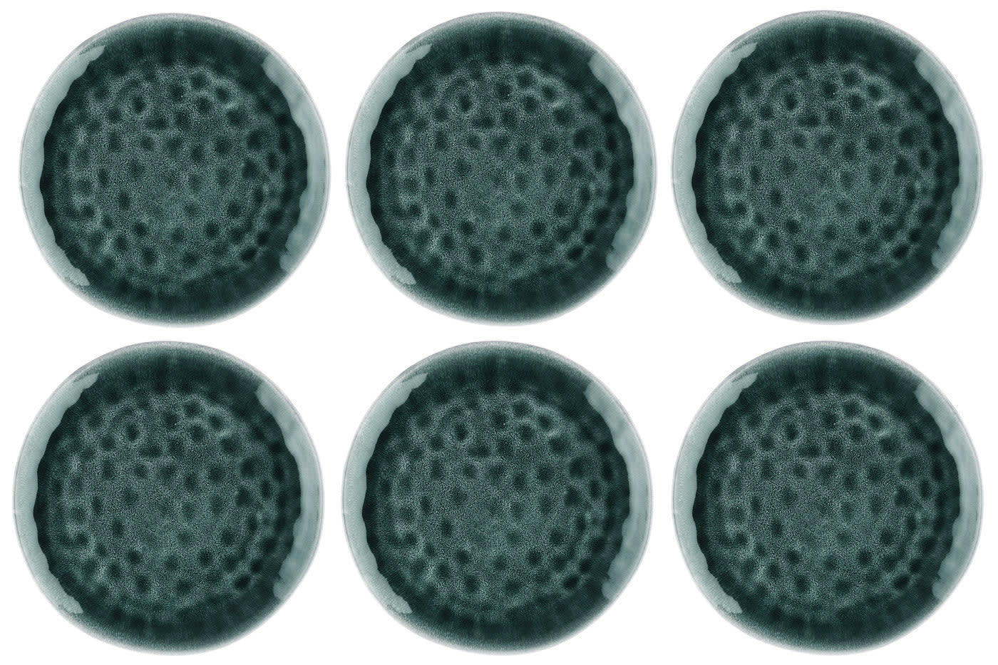 MOON - Lot de 6 assiettes plates en grès bleu D28,5