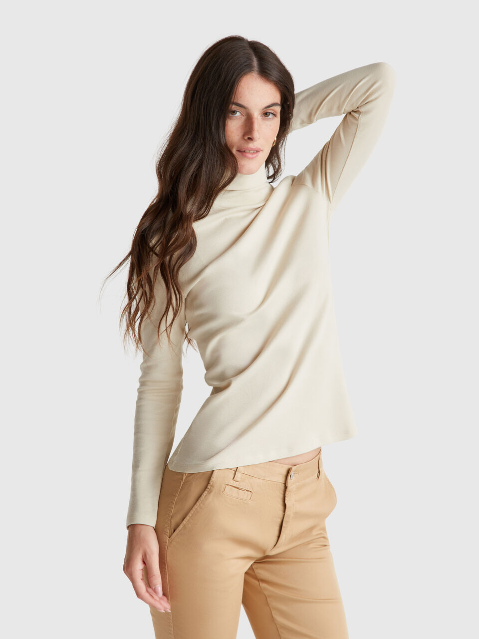 Long sleeve t-shirt with high neck