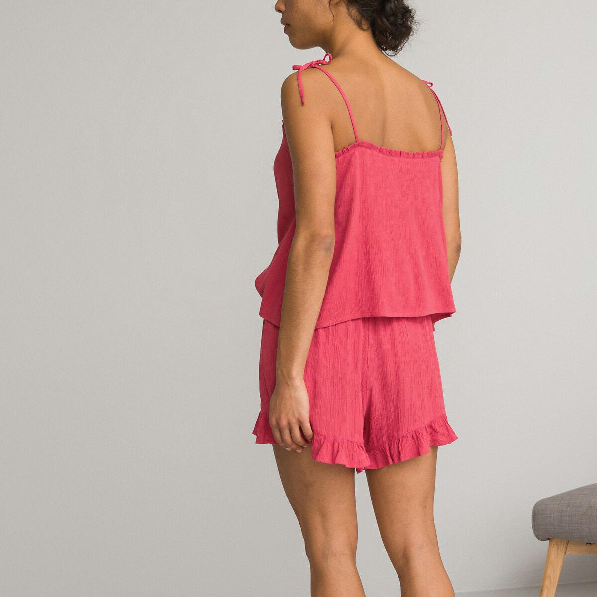 Pyjashort fines bretelles crêpe de coton
