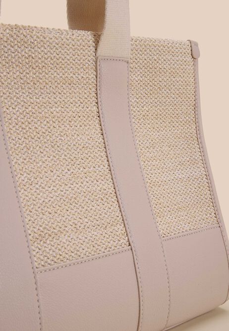 Womens Natural Structured Straw Tote Bag