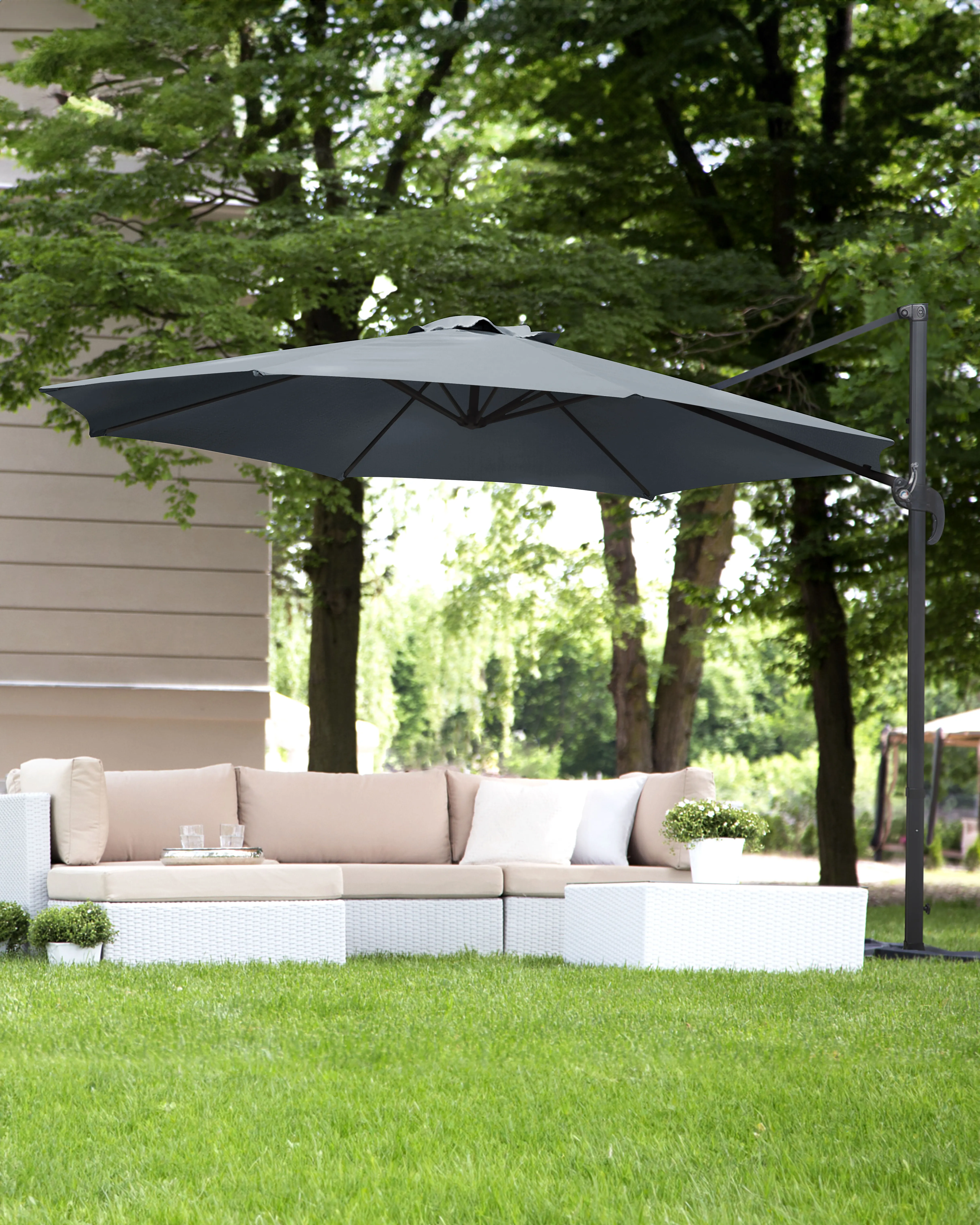 Cantilever Parasol 300 cm SAVONA Dark Grey Grey