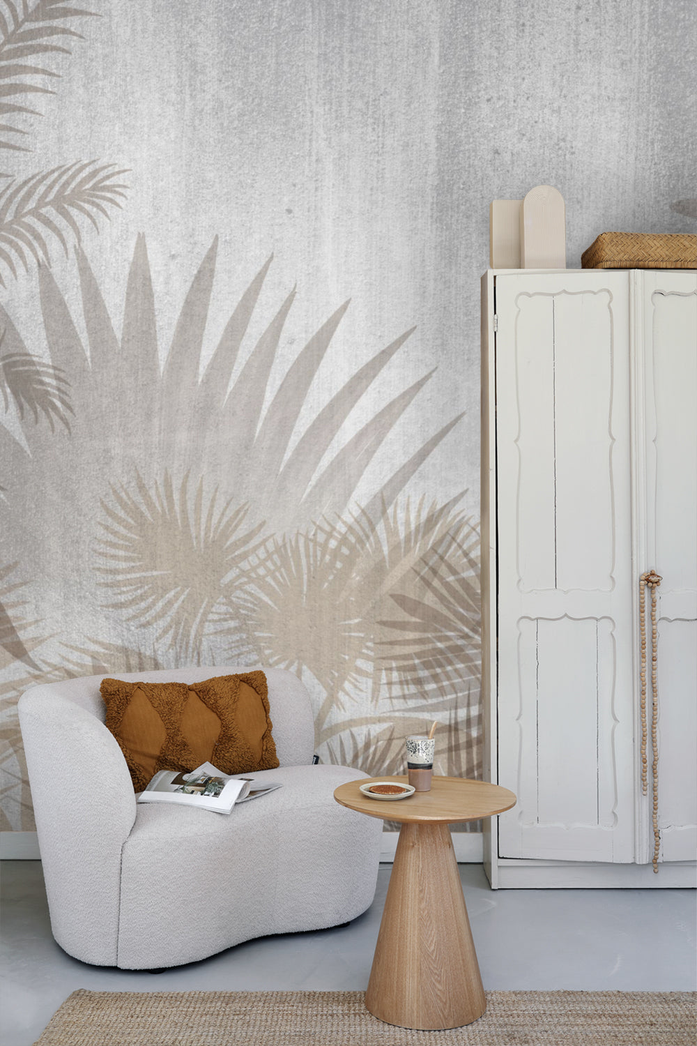 Sanders & Sanders fotobehang tropische planten beige en grijs - 375 x 270 cm - 600524