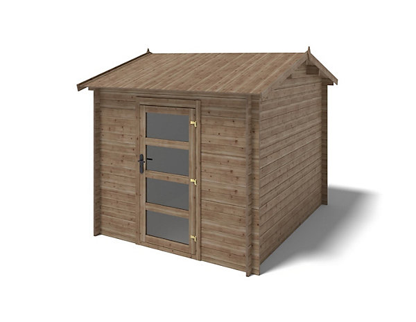 Abri de jardin en bois - 2.5x3 m avec extension de 4x2.76 m - 18.56 m²- Traité - DOM675 DOS194