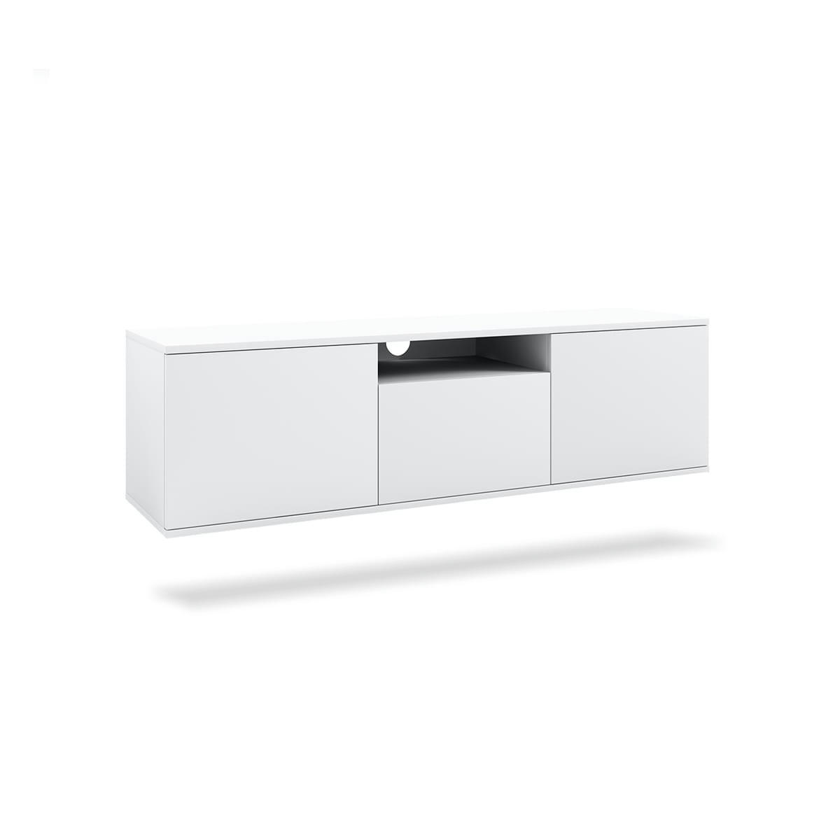 - Meuble TV mural 3 portes 150 cm stratifiés blanc