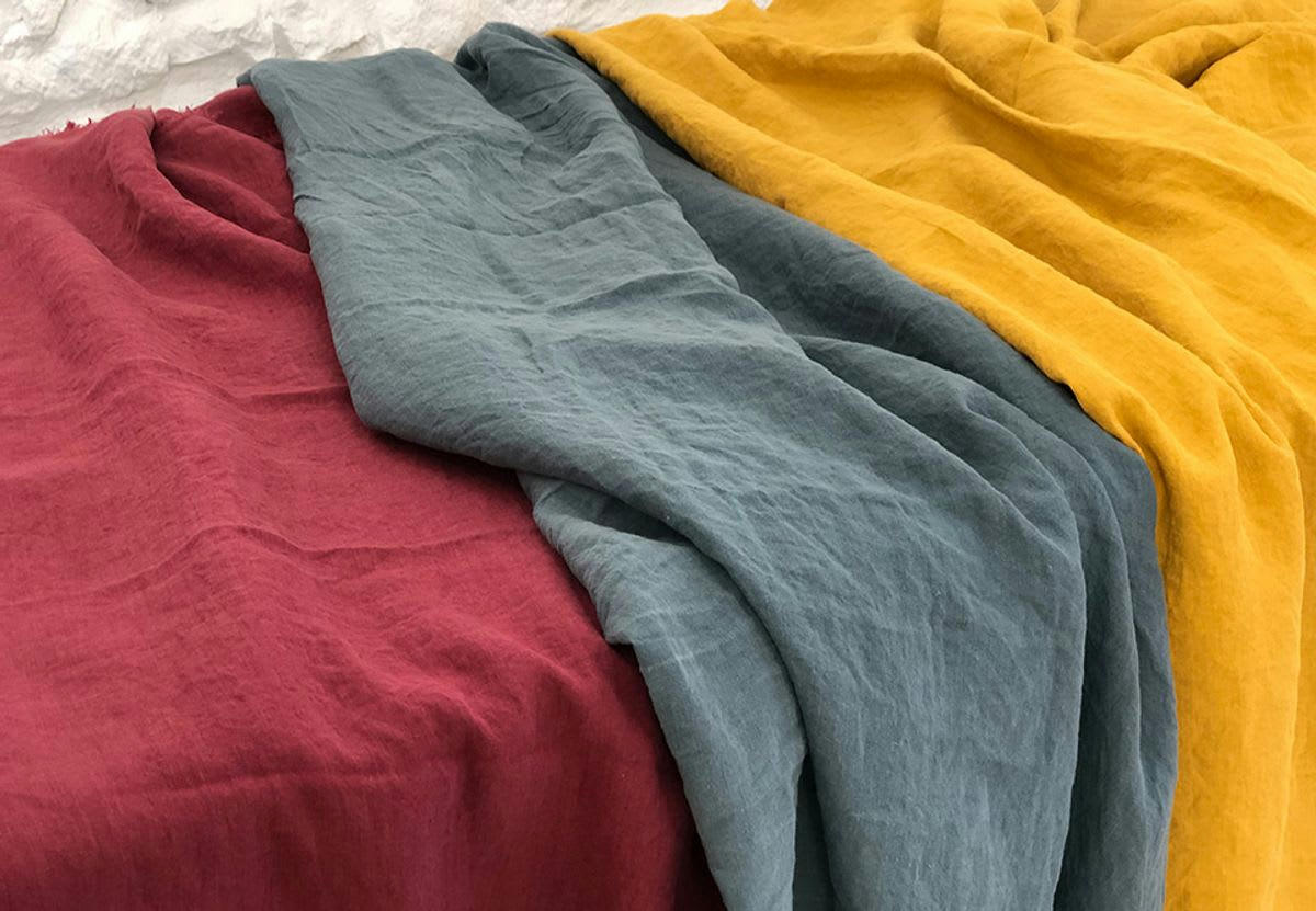 - Rideau en chanvre lavé Bleu