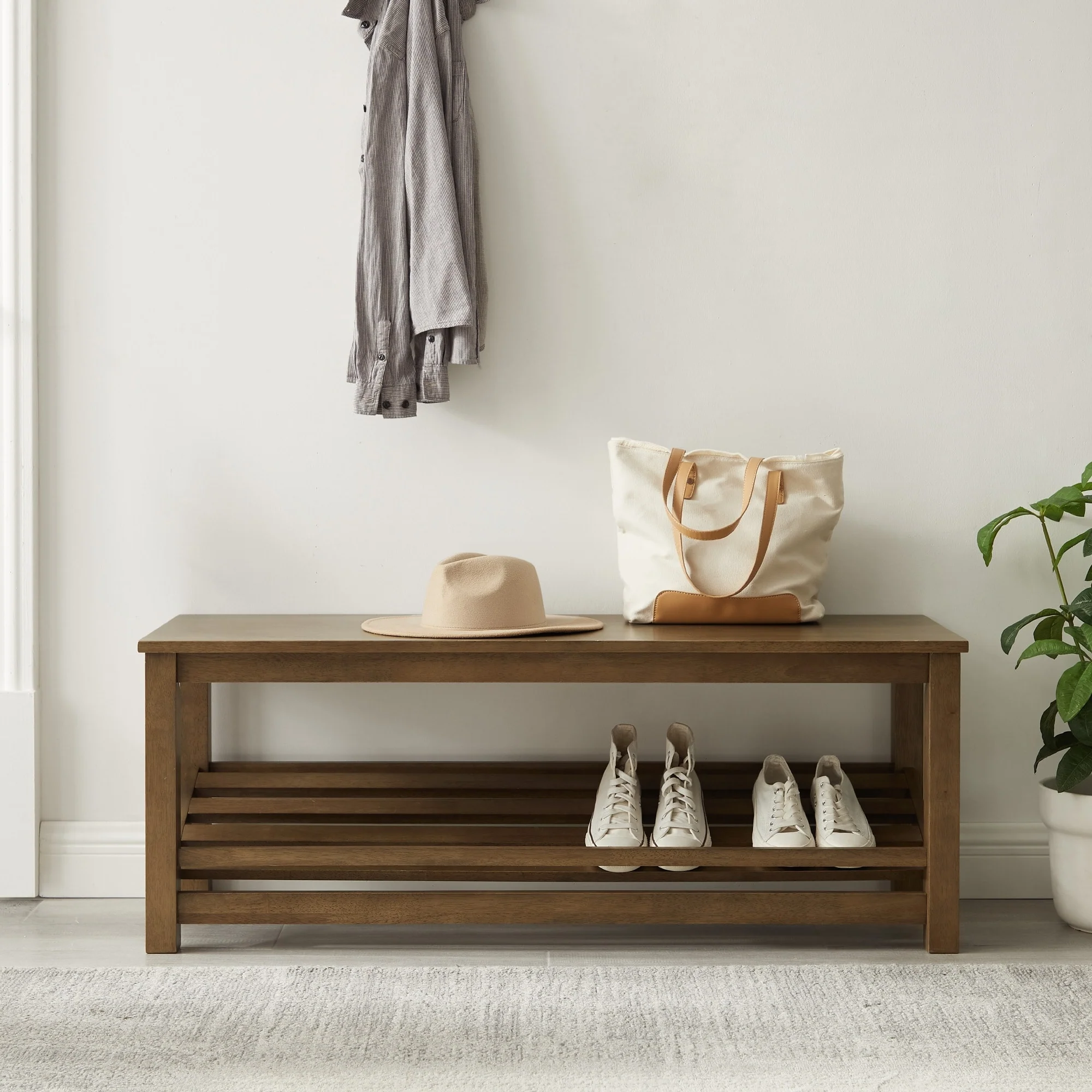 Middlebrook 48-inch Slatted Shelf Bench
