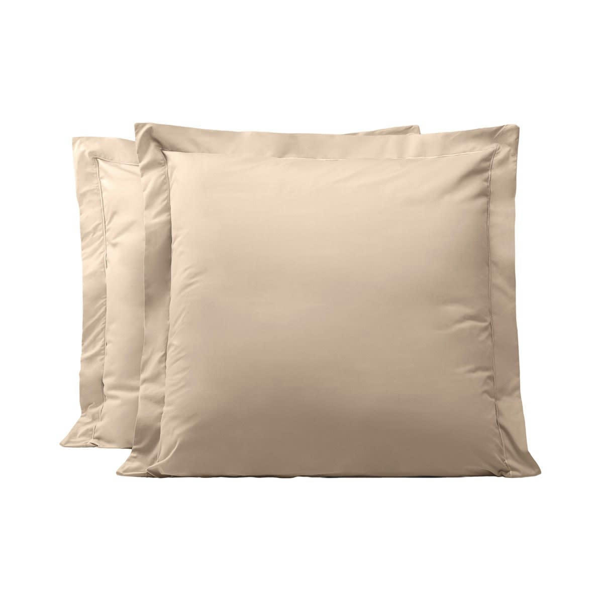 - Lot de 2 taies d'oreillers en percale de coton beige foncé 50x70 cm
