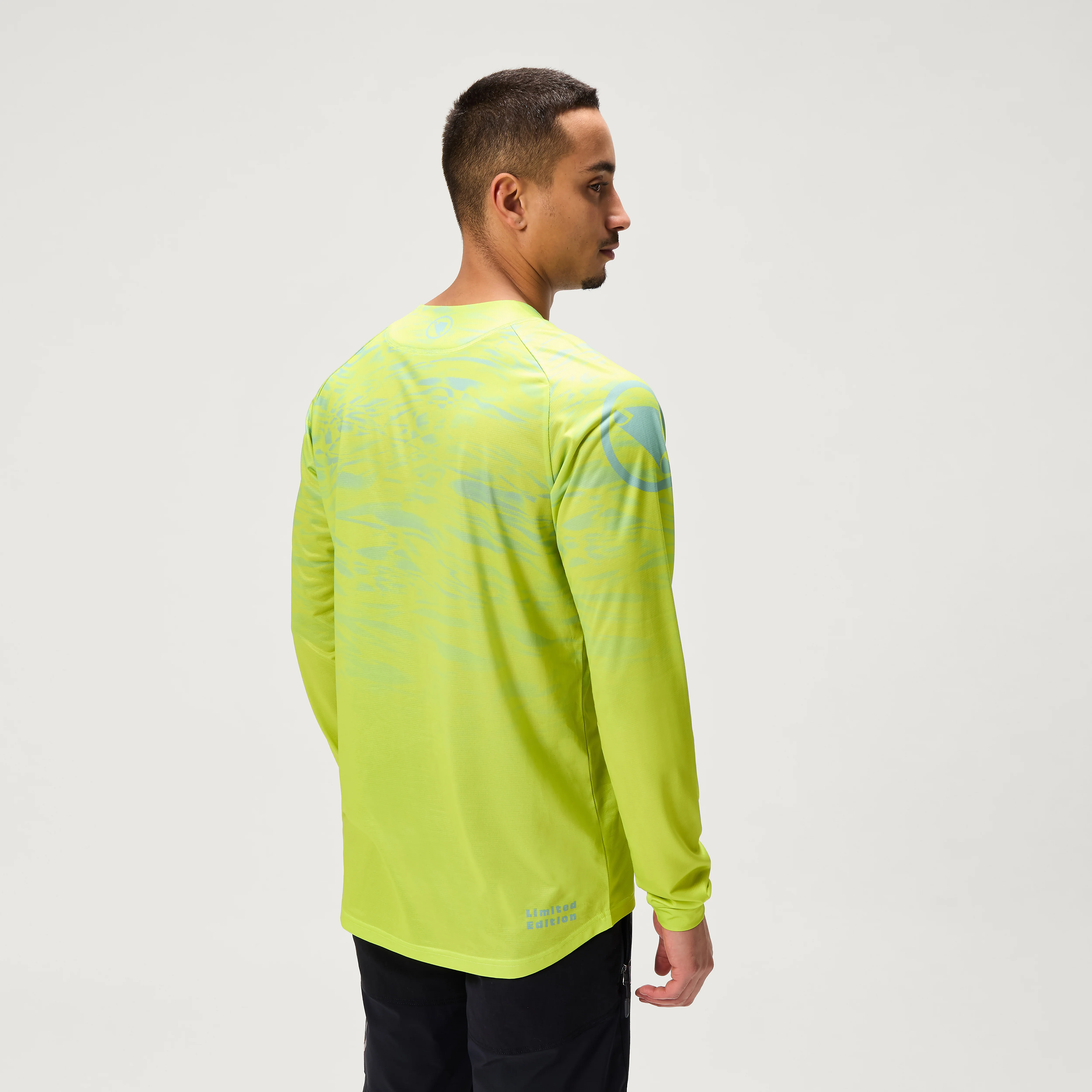 Men's Ltd Marble Print L/S Tee - Lime Green