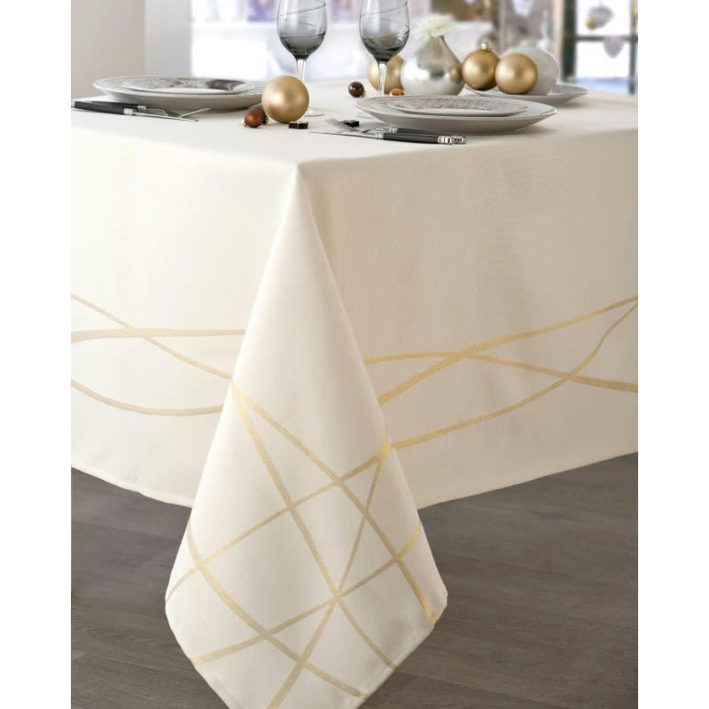 DETRIER - Nappe damassée lurex ivoire 150x250