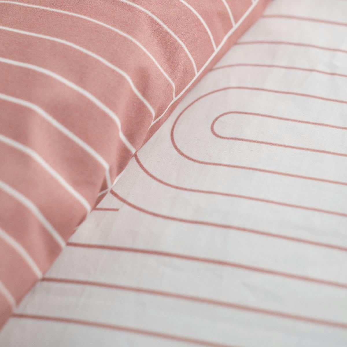 - Parure de lit en Coton Rose 240x220 cm