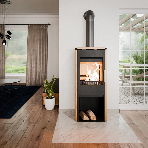 Kaminofen »MONTEGROTTO«, woodstone/schwarz, Naturstein, 6 kW