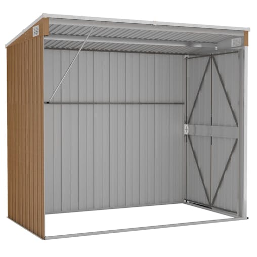 NNEVL Wall-mounted Garden Shed Brown 118x194x178 cm Galvanised Steel