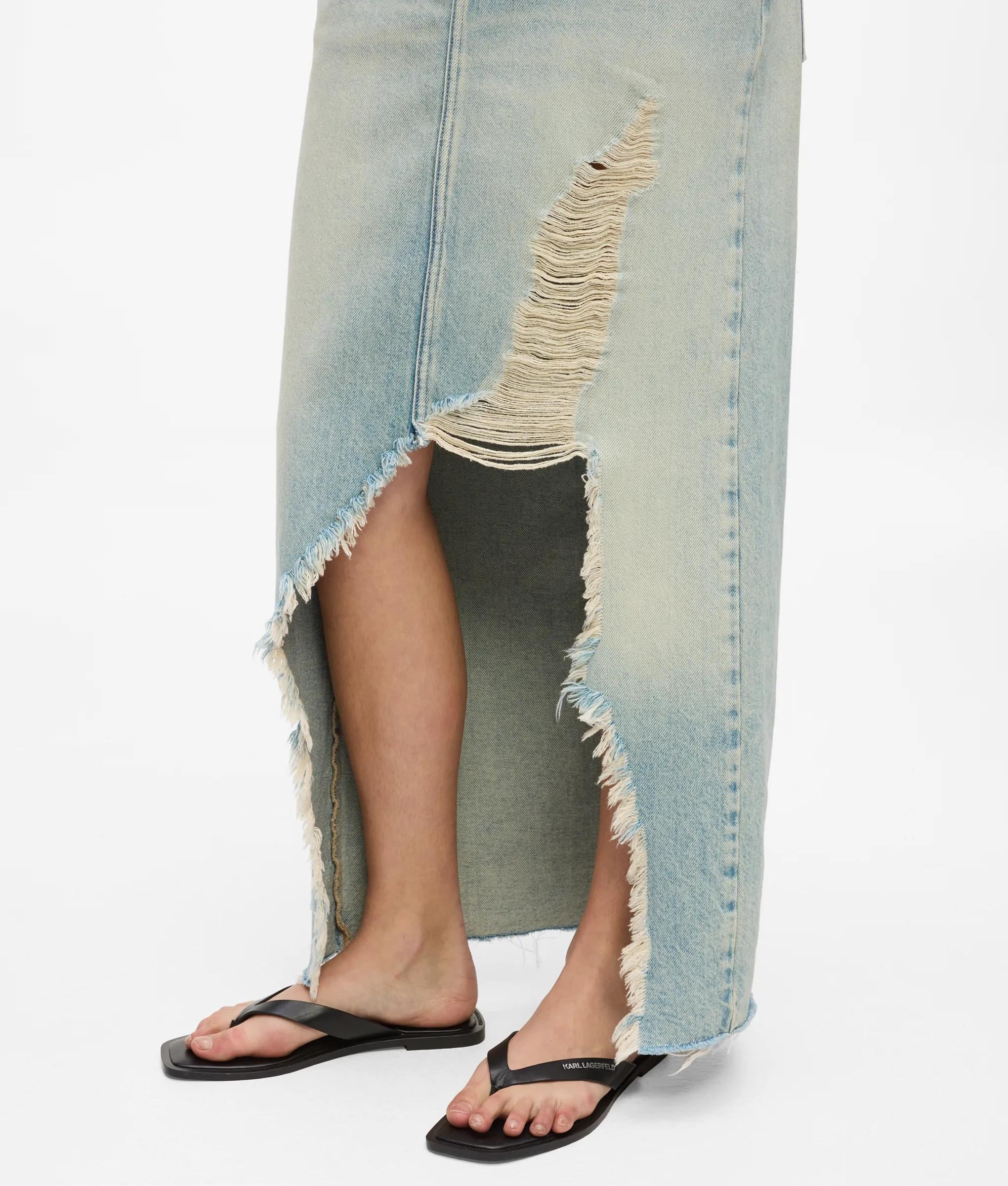 Jupe maxi en denim usé