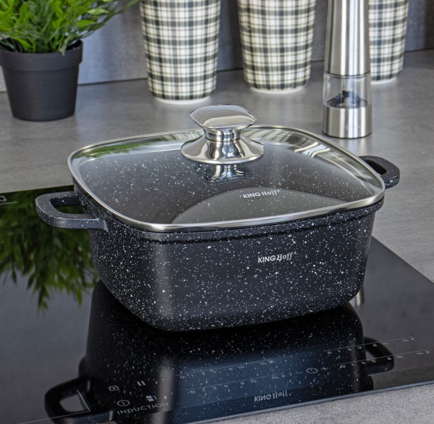 Garnek marmurkowy kwadratowy 2.8L 20cm indukcja gaz KINGHOFF