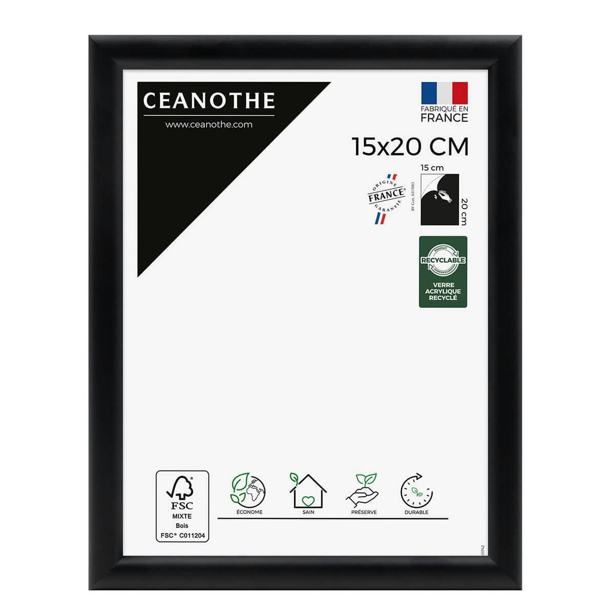 ESSENTIEL - Cadre photo exposition noir 15x20 cm résine recyclée