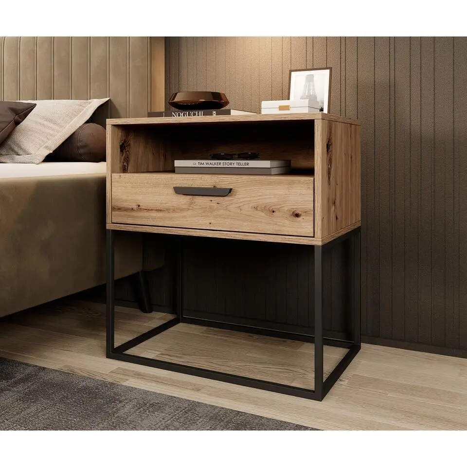 Meubella - Nachtkastje Sylvester 4 - Eiken - 60 cm