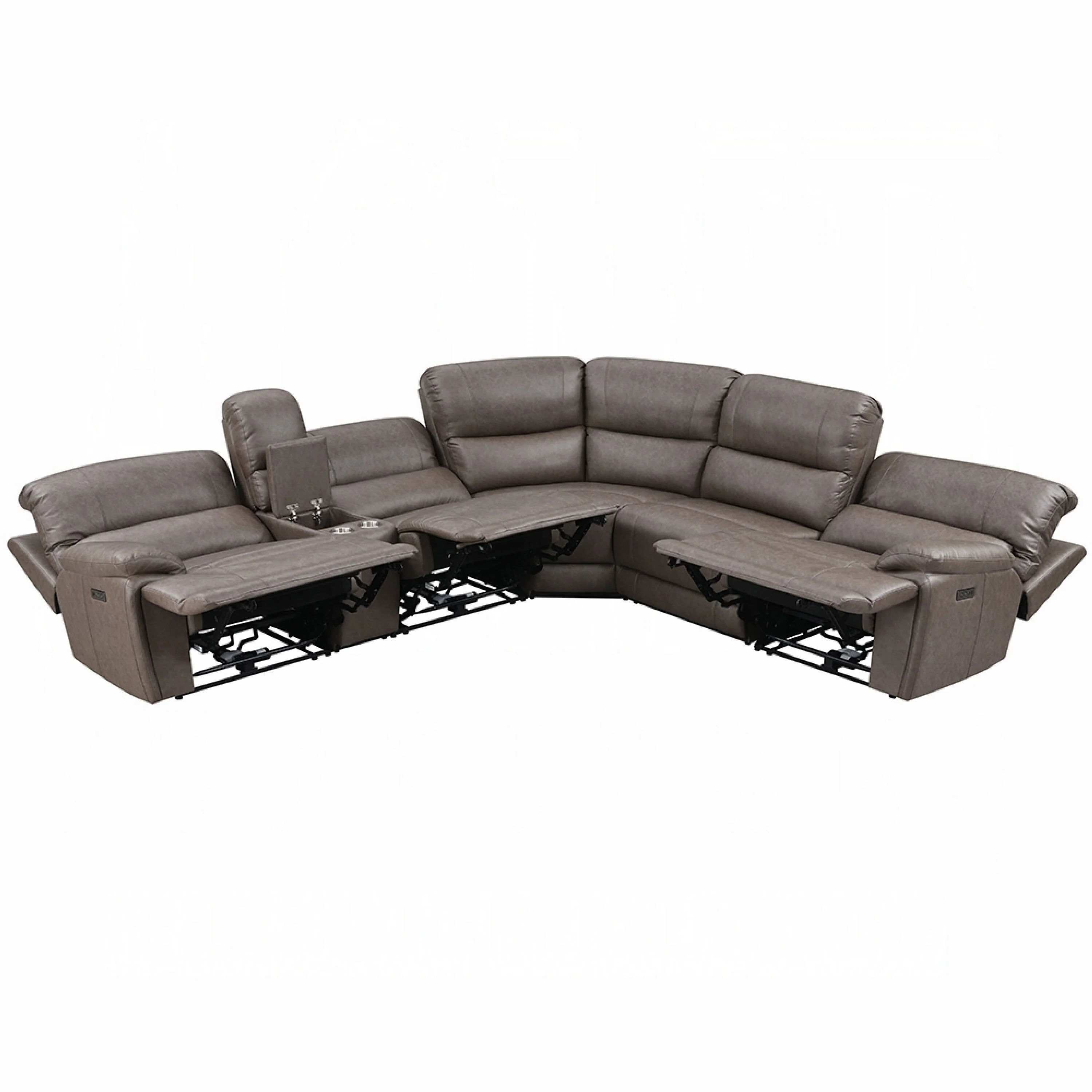 Chern Power Motion Recliner Sectional Sofa, 2 Cupholder Brown 120 Inch