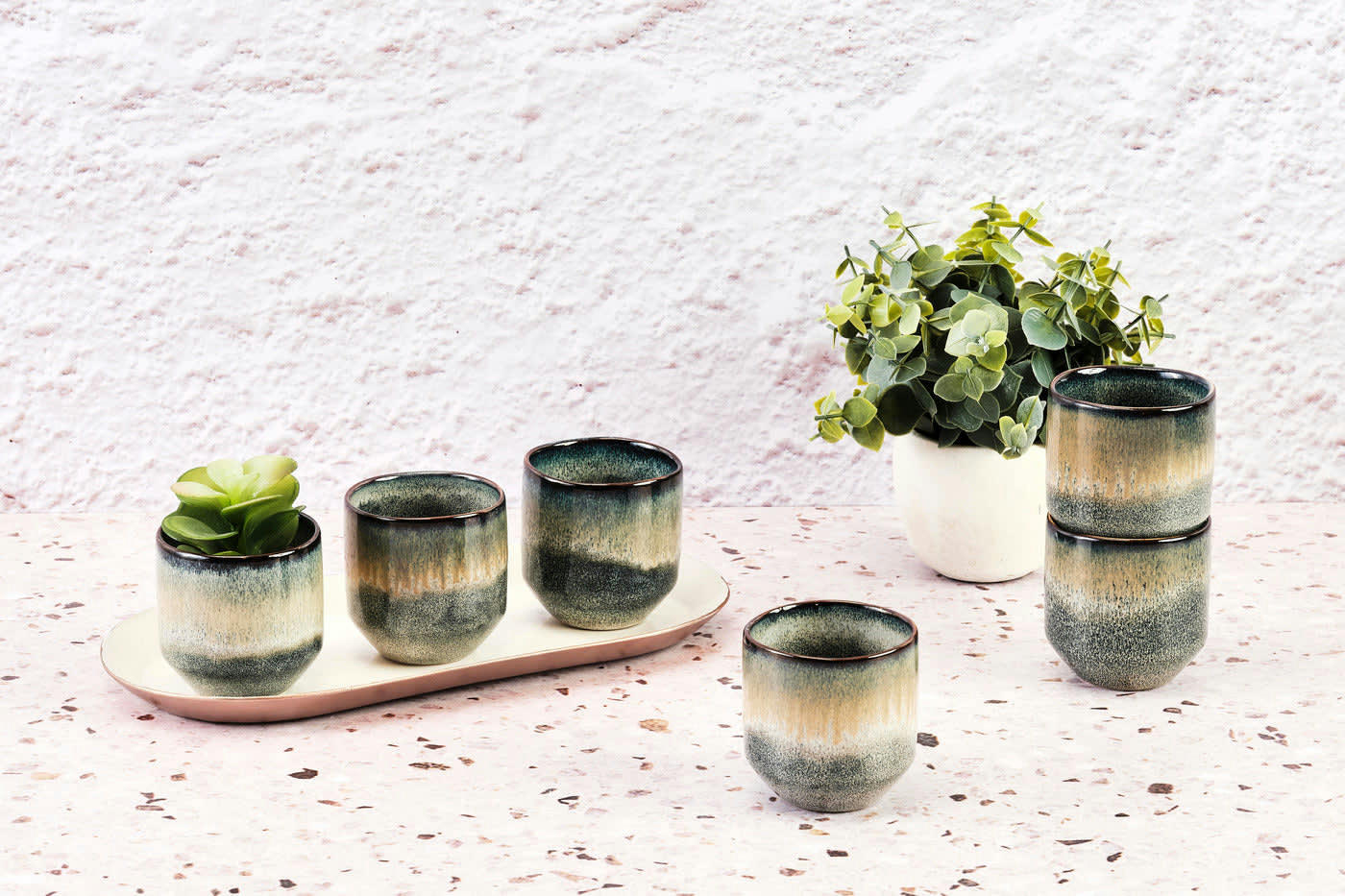 GENESIS - Lot de 6 tasses en grès gris D7,2