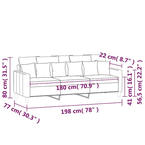 NNEVL 3-Seater Sofa Dark Grey 180 cm Velvet