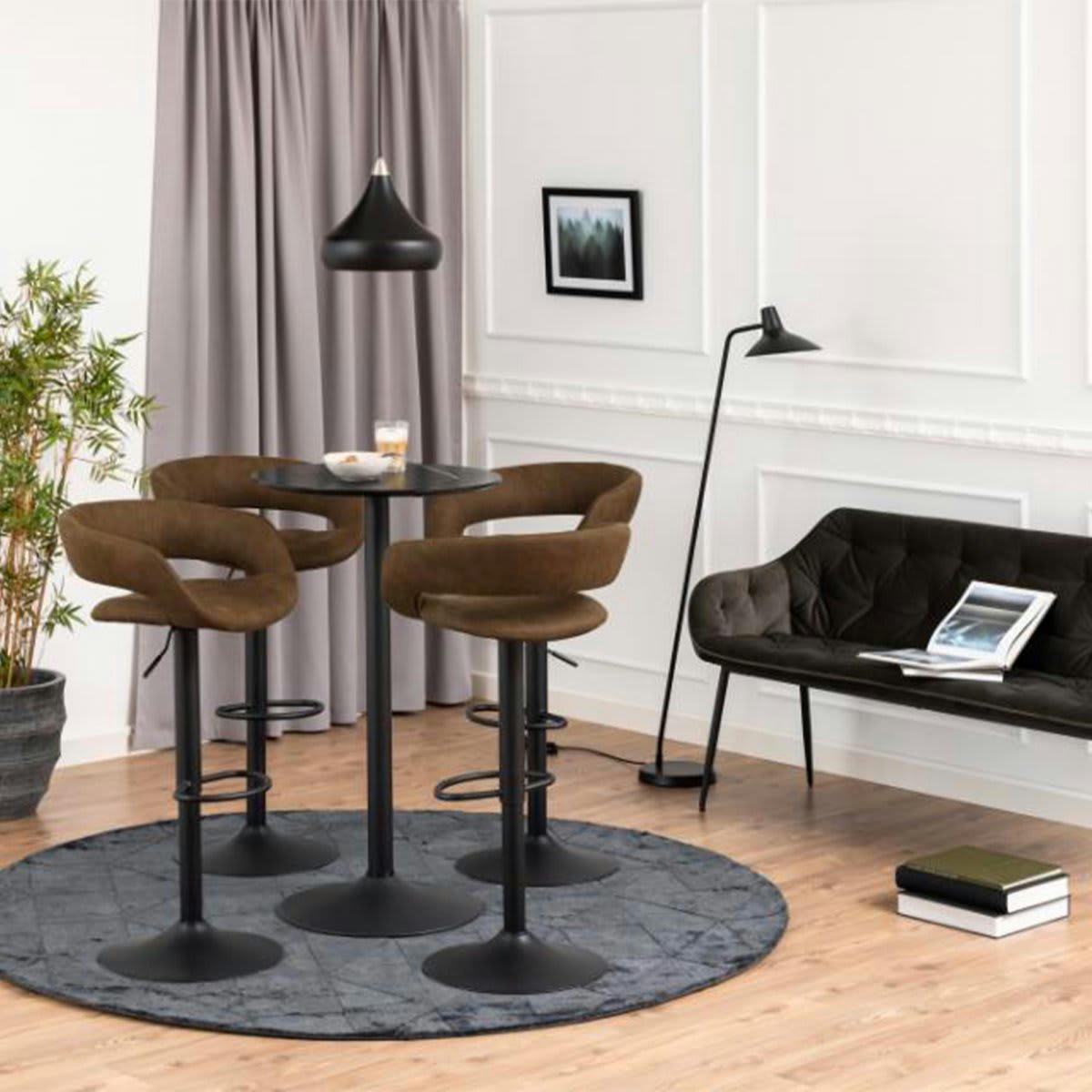 GRADE - Lot de 2 tabourets de bar confortables en tissu taupe