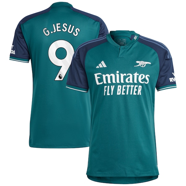 Gabriel Jesus Arsenal adidas 2023/24 Third Replica Player Jersey - Green/Yellow