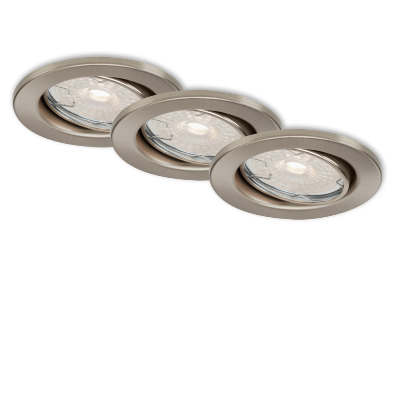 Spot encastrable LED nickel GU10 blanc chaud dimmable IP23 460 lm 5,5 W 3 pièces BRILONER