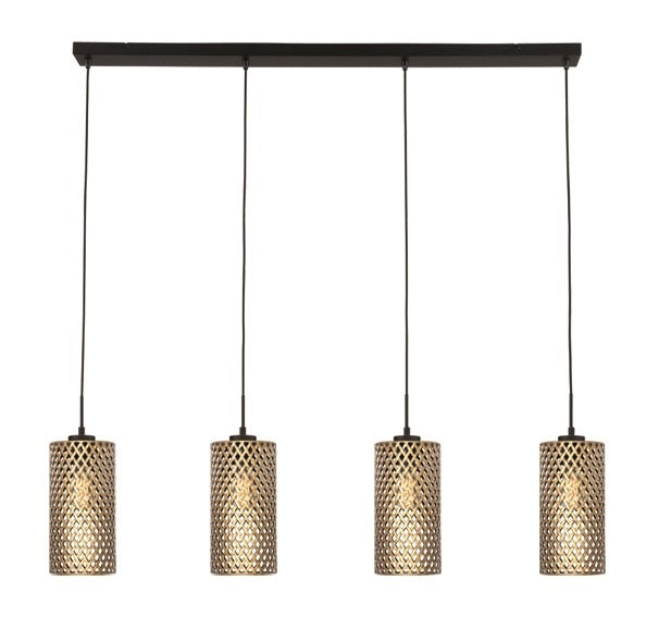 Freelight Freelight Cestino Hanglamp Zwart - Goud 4 Lichts