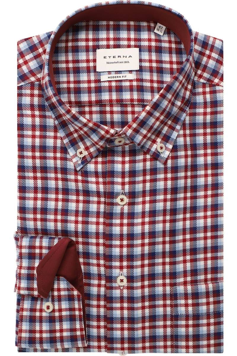 ETERNA Modern Fit Hemd weinrot, Kariert