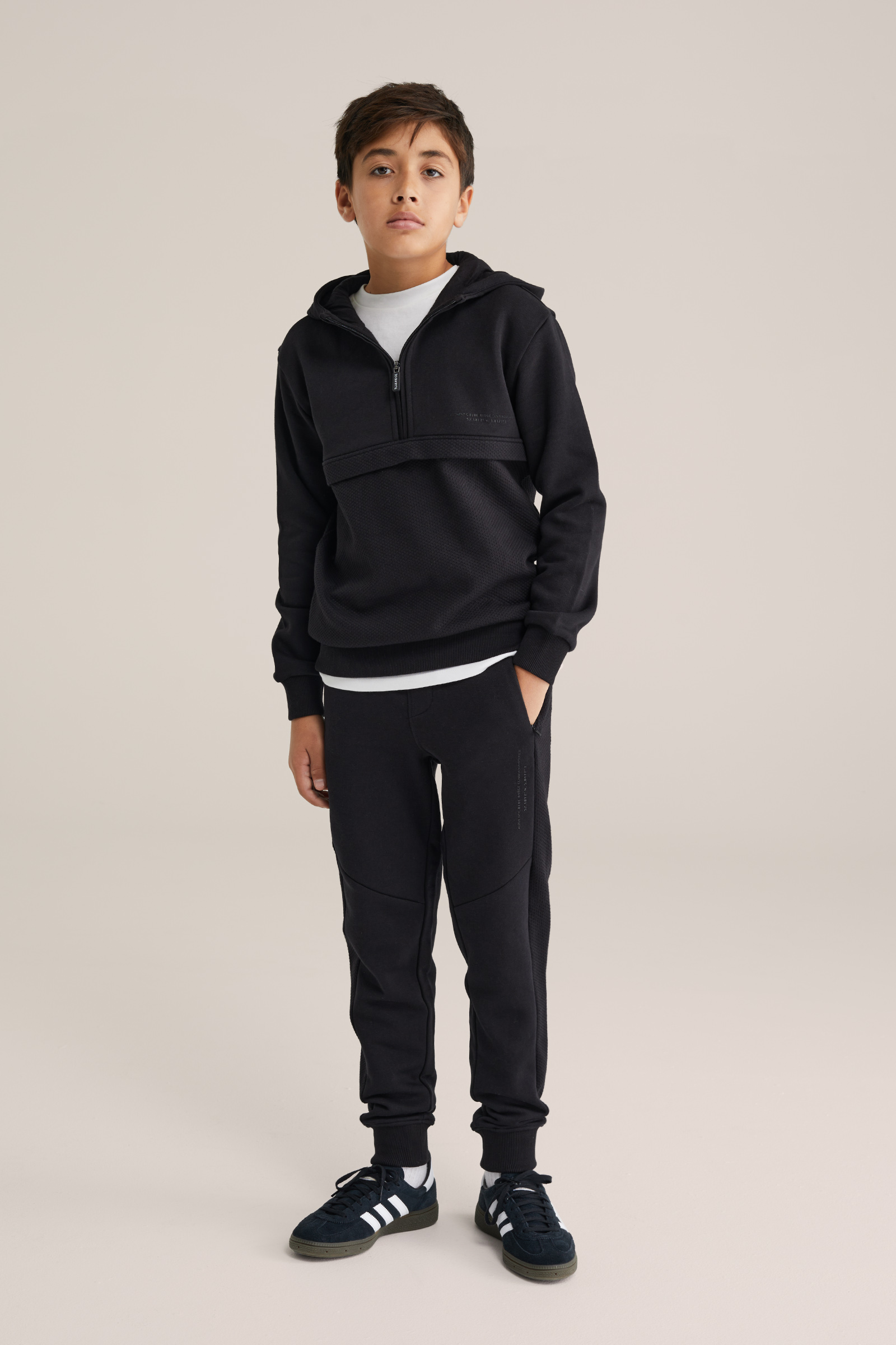 Jongens hoodie met quarter-zip en structuur