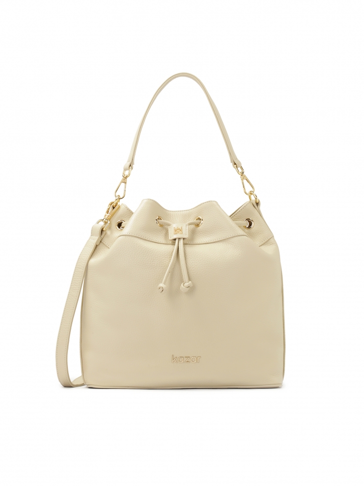 Cream bag purse with two straps