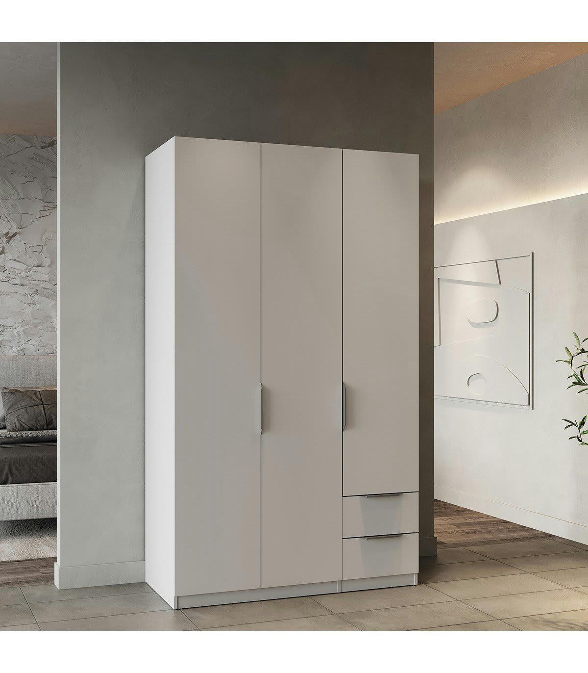 GHOST - Armoire 3 portes et 2 tiroirs - L119,4 cm