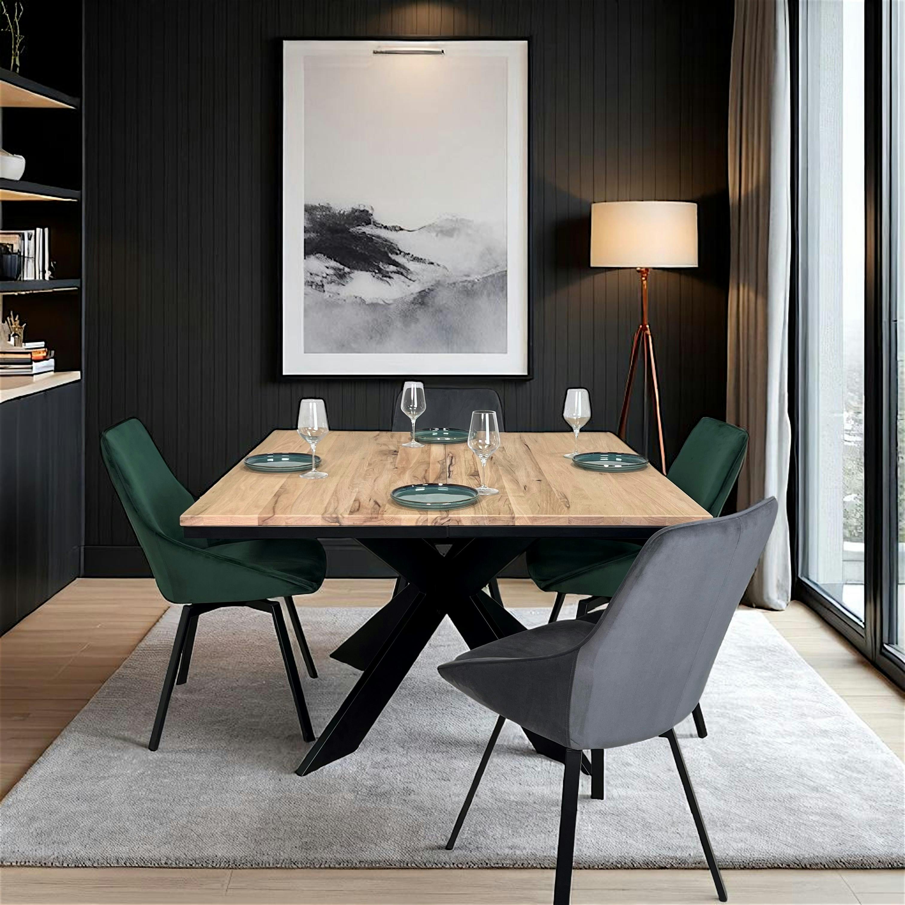 Table carrée extensible en chêne blanc 120 cm PALERME