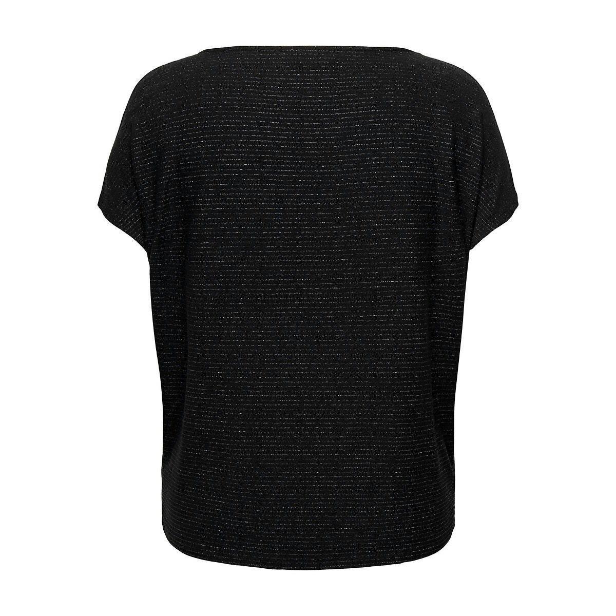 Blouse  col bénitier, rayures brillantes