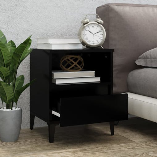NNEVL Bedside Cabinets 2 pcs Black 40x35x50 cm