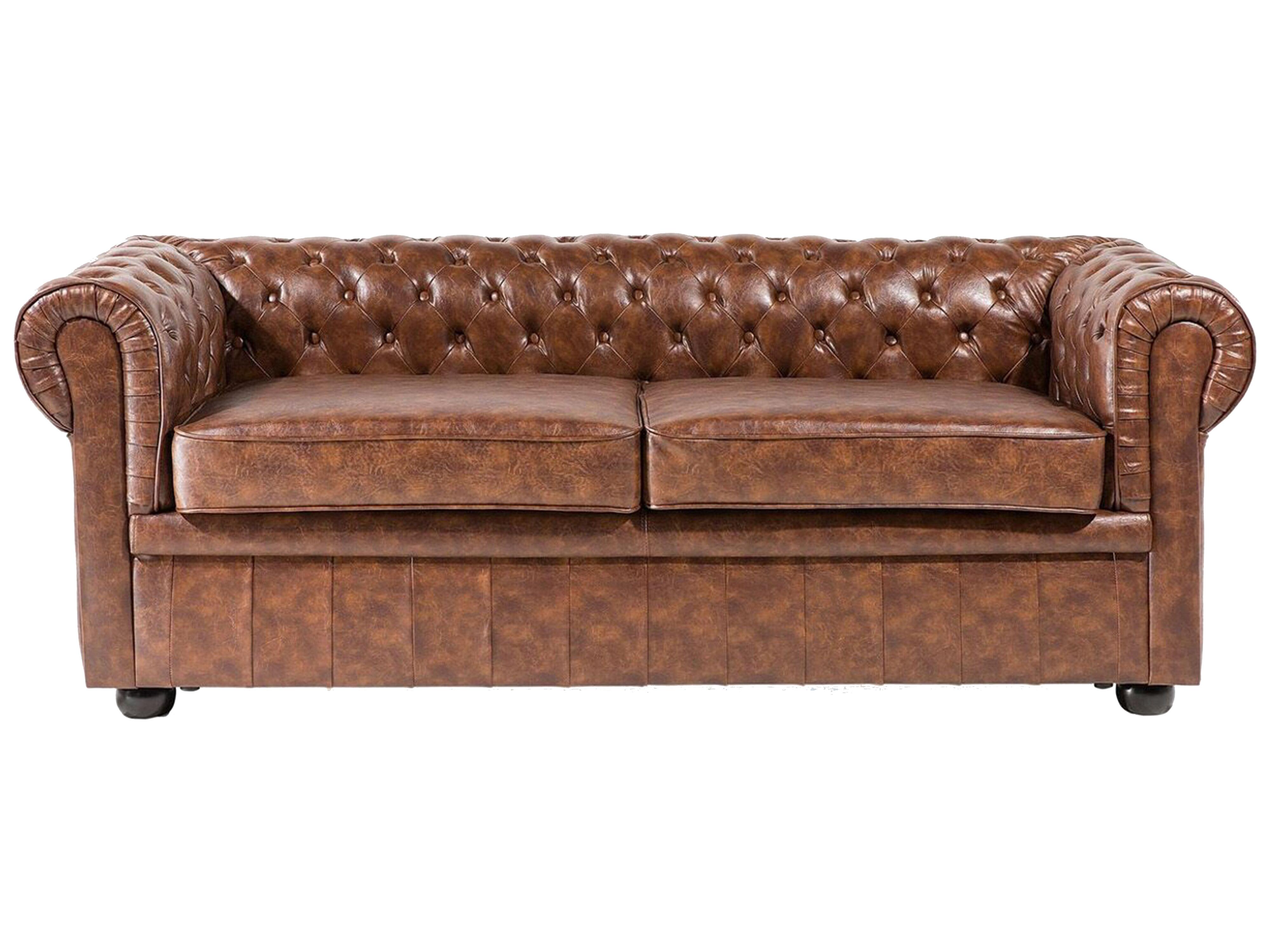 Armchair CHESTERFIELD Faux Leather Golden Brown