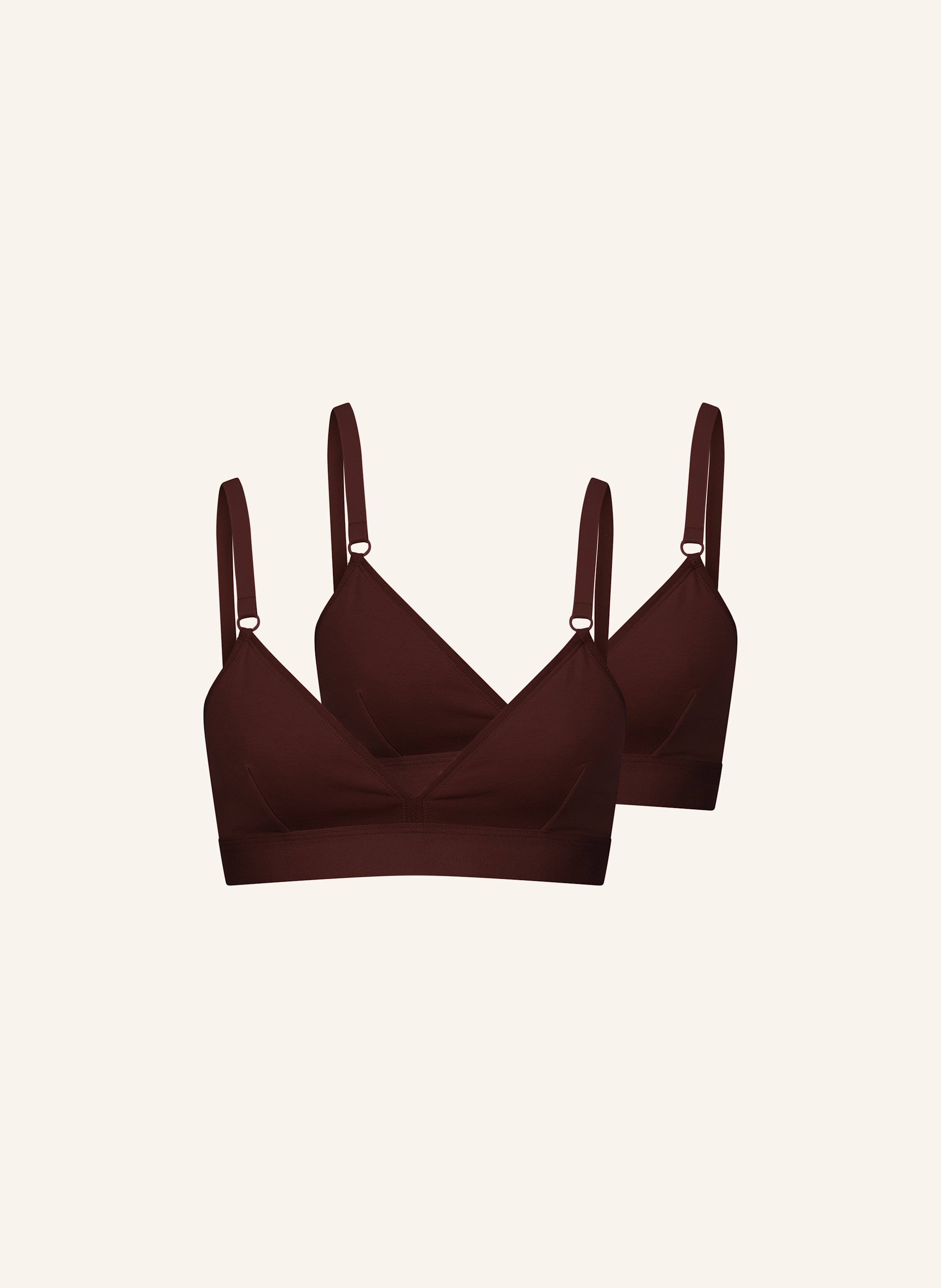 erlich textil 2er Pack Casual Cotton Triangel Bralette bügellos mit Baumwolle (aus kontrolliert biologischem Anbau) - verstellbare Träger