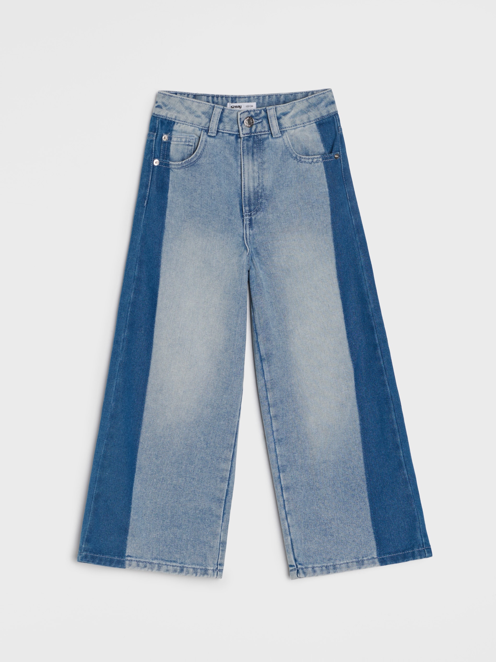 Jeansy wide leg z efektem sprania