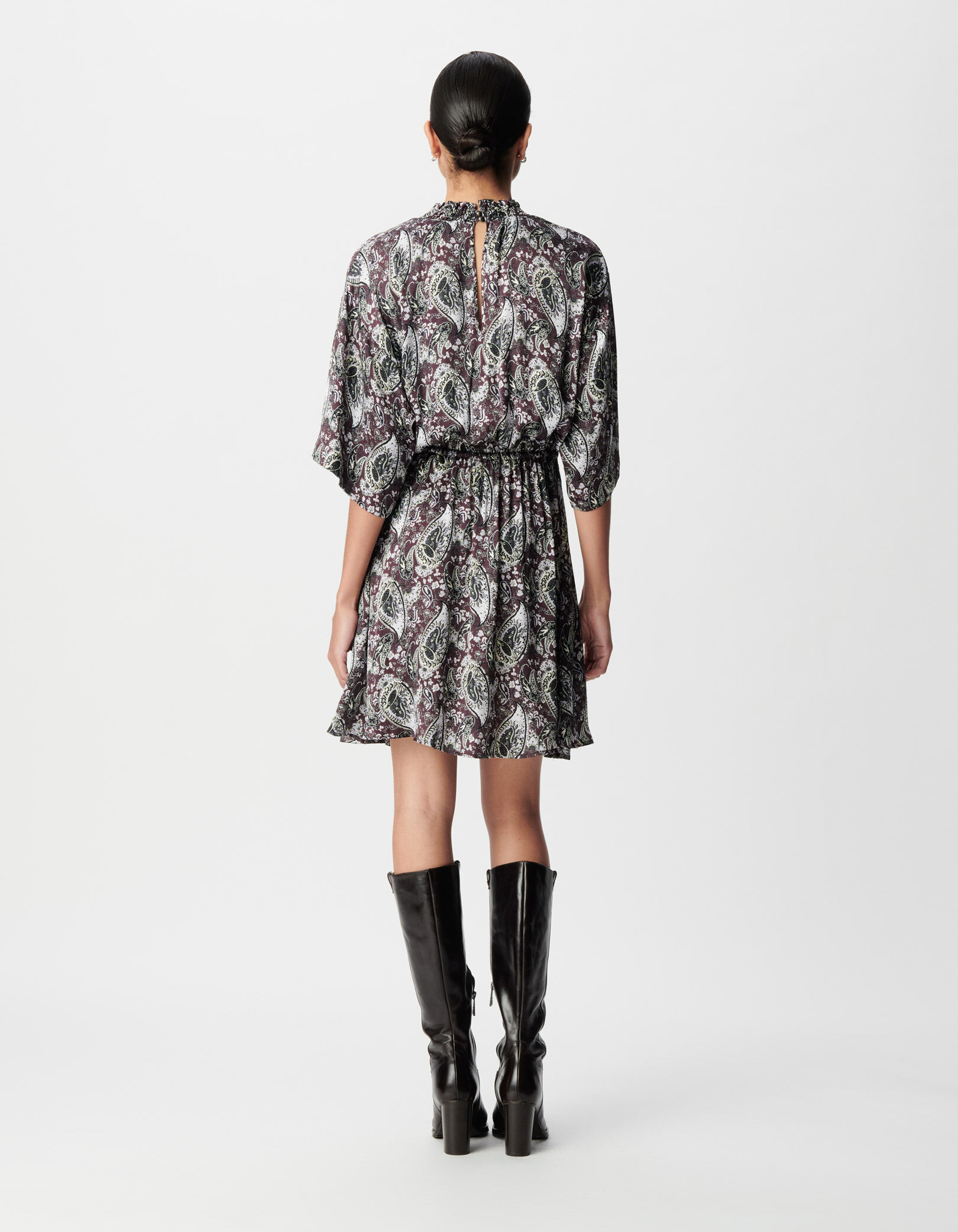 Robe cassis imprimé cachemire Femme