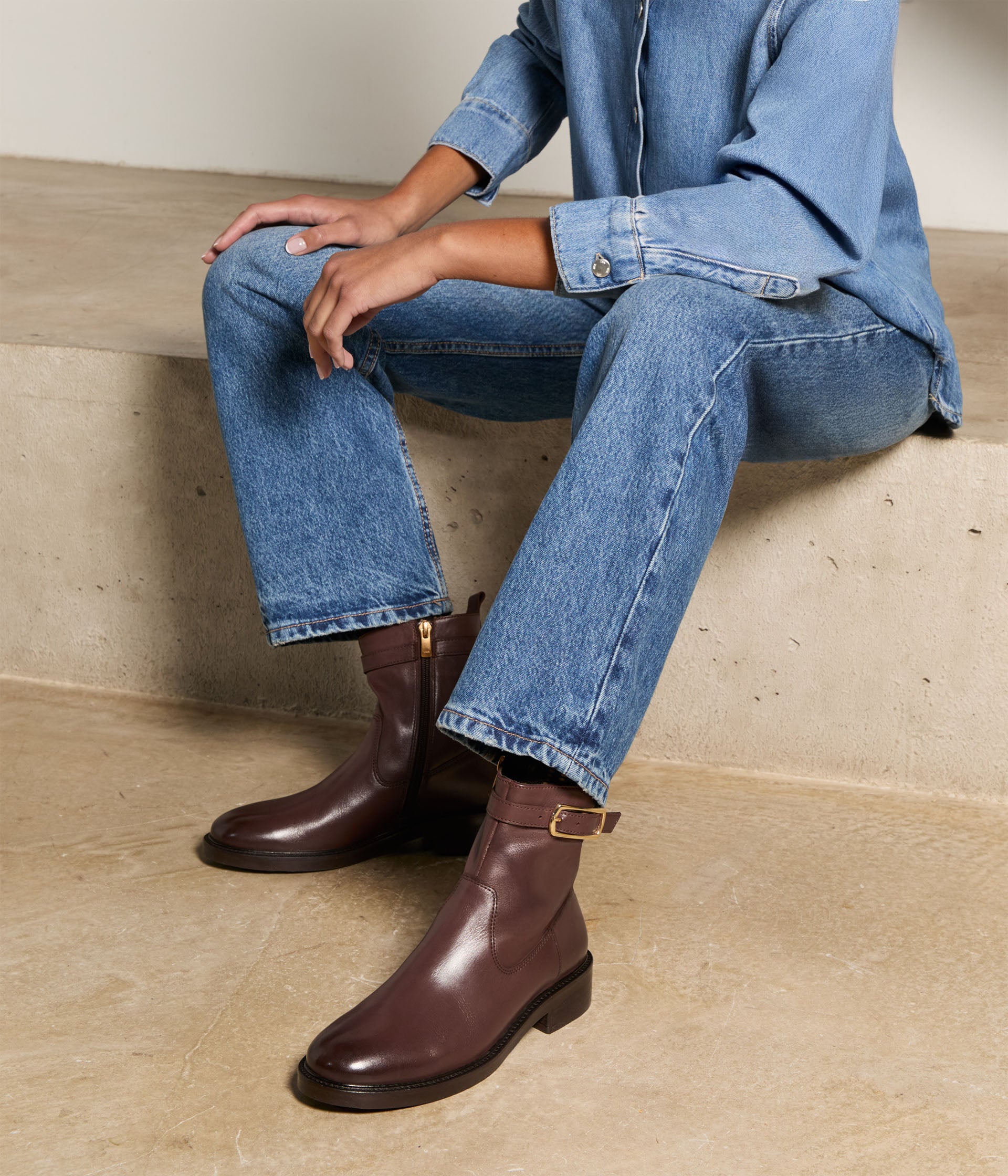 Boots en cuir chocolat Alanna