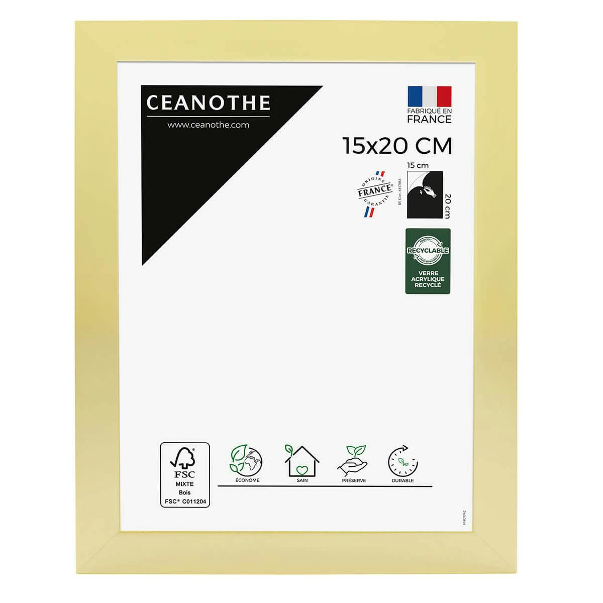 PRECIOUS - Cadre photo doré 15x20 cm résine recyclée