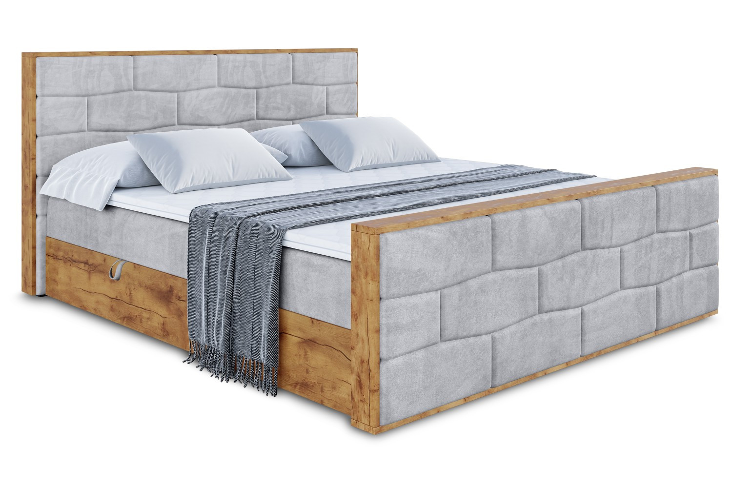 Łóżko kontynentalne z pojemnikiem i materacem H3 - LOLLI8-Z - 120x200 cm