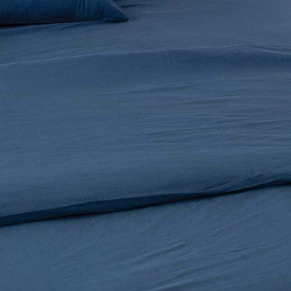 Housse de couette unie en coton Lavé (280x240 cm - Bleu Pétrole)