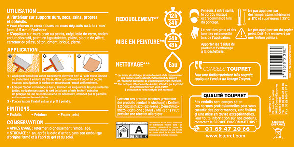 Enduit garnissant Toupret prêt à l'emploi 20kg