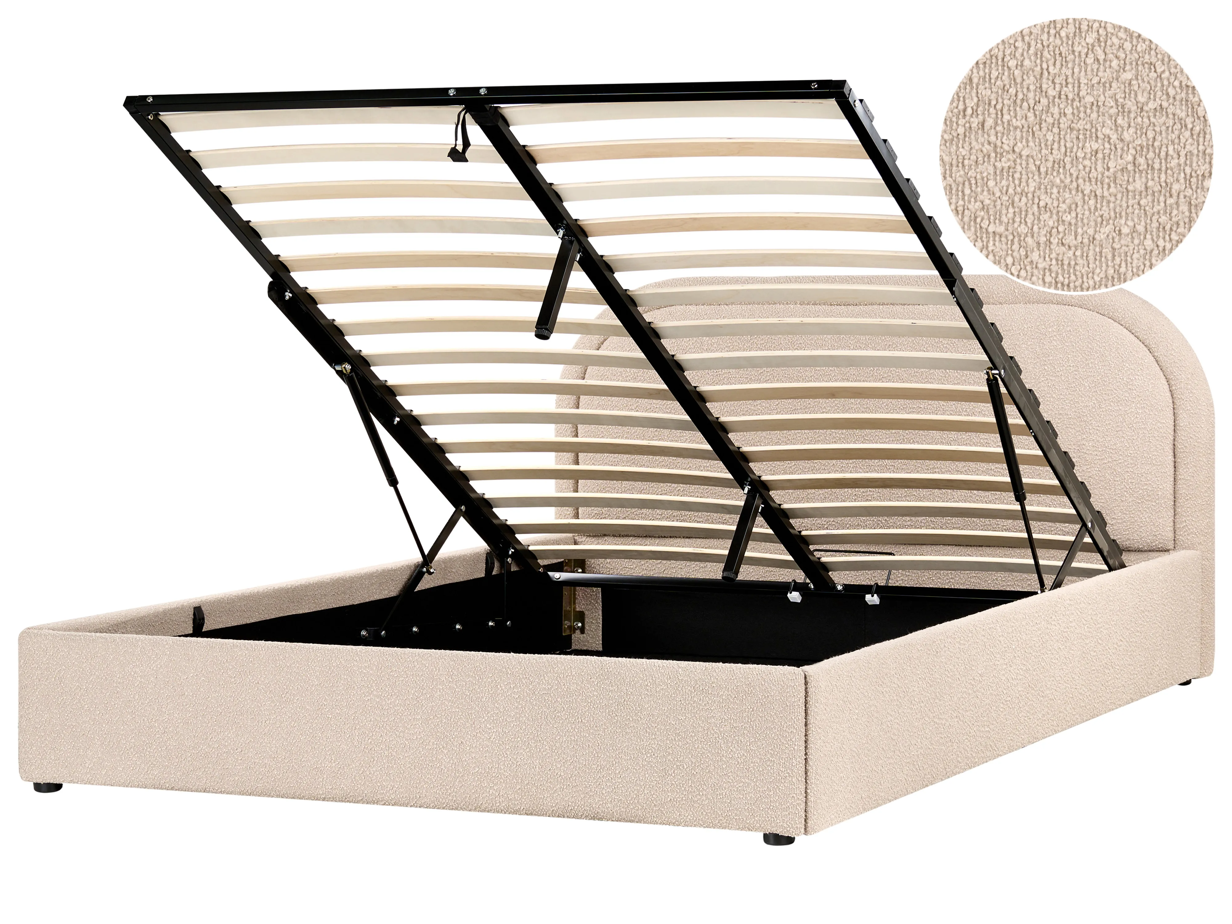 Ottoman Bed Boucle QUILLIEN 160 x 200 cm (EU King Size) Beige
